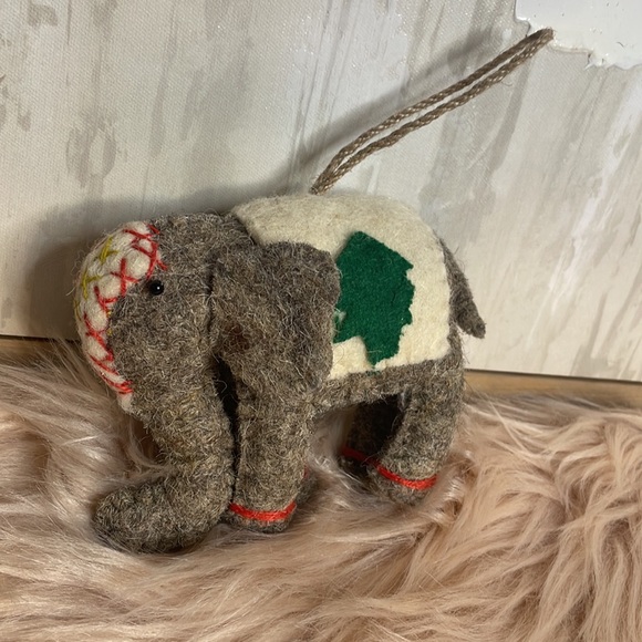 Handmade Felt Wool Elephant Christmas Ornament - Picture 3 of 4